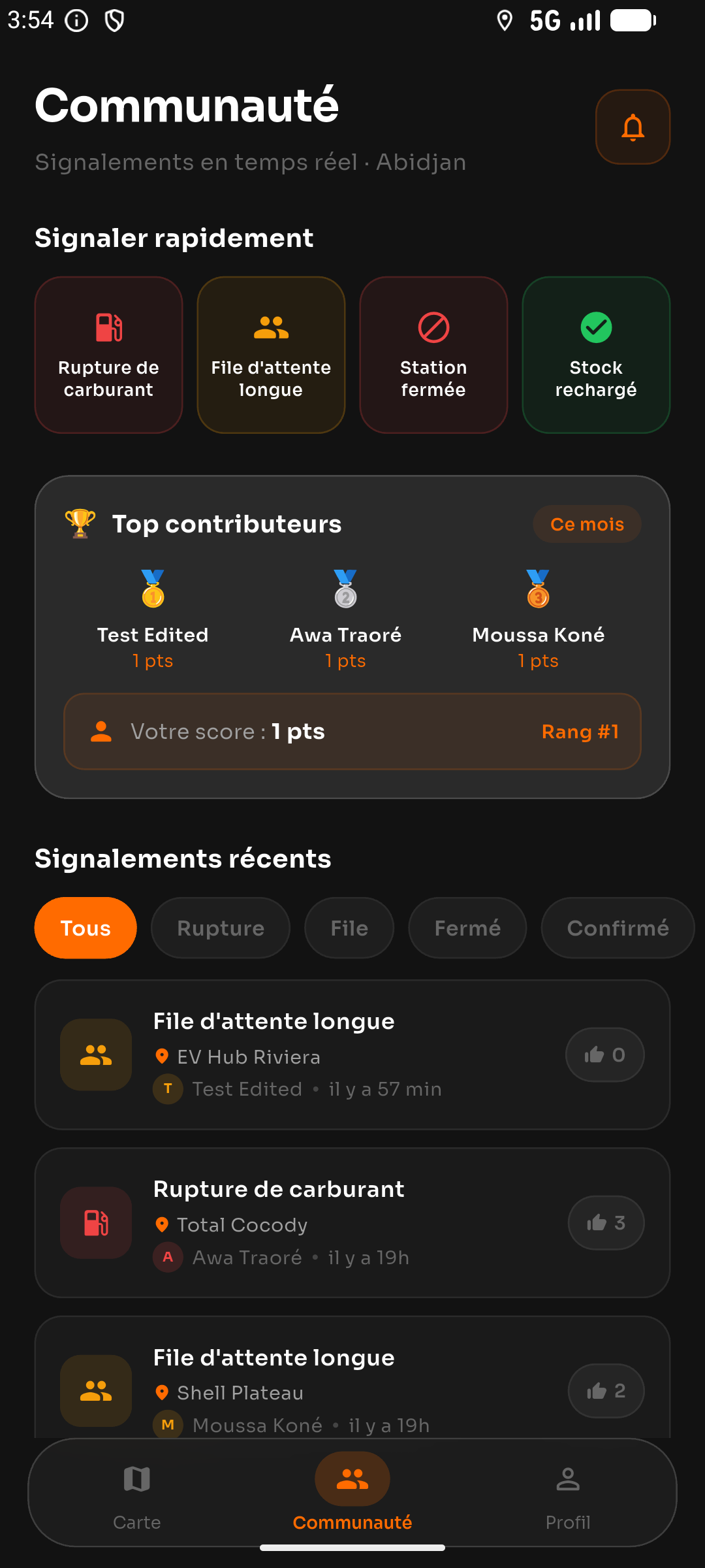 Signalements communautaires KONEKT